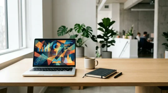 Dashboard di analisi dati digitali con grafici e metriche social media su sfondo minimalista