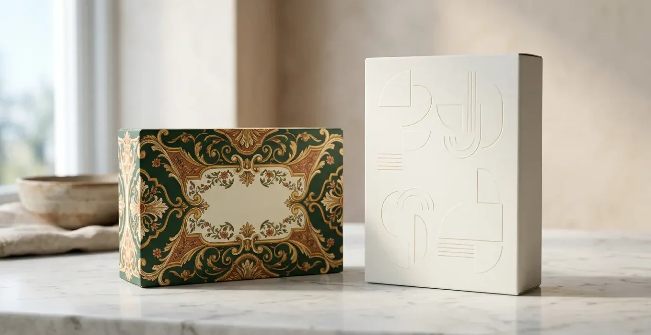 Confezione alimentare italiana di lusso con design minimalista che comunica valore premium