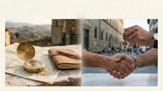 Rappresentazione concettuale della differenza tra intento di ricerca informativo e transazionale nel marketing digitale italiano