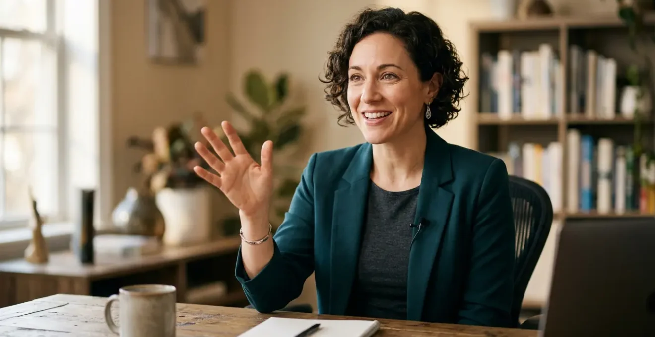 Professionista che presenta un webinar tecnico coinvolgente con partecipanti attivi e interattivi