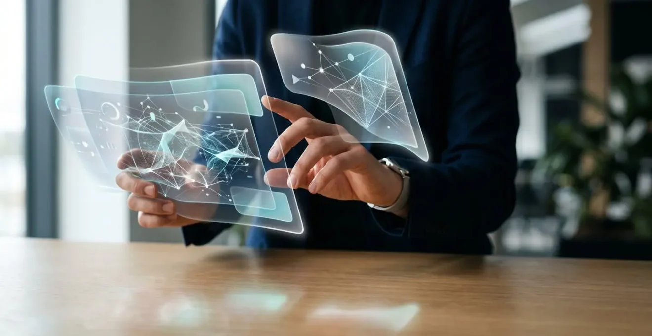 Professionista analizza dati di segmentazione clienti B2B su interfaccia digitale rispettando normative privacy