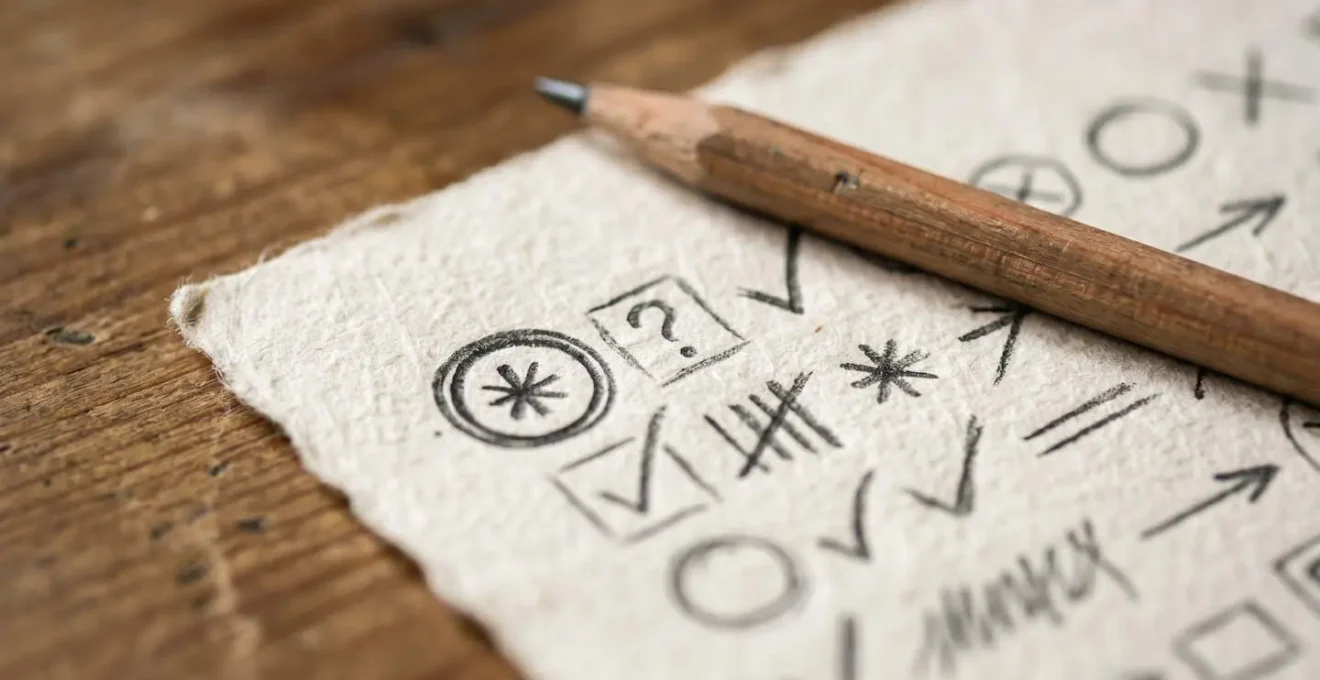 Dettaglio macro di note scritte a mano che categorizzano feedback e commenti su superficie texturata